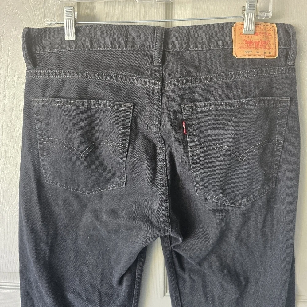 Levi's 550 Jeans Men Straight Leg 34×29 Light Wash Dark Black MidRise Logo Husky